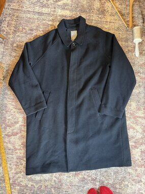Gap Black Wool Blend Car Coat Overcoat XXXL Hidden Button Lined Topcoat